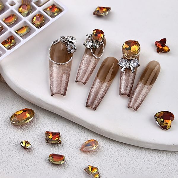 30 st 3D glänsande platt botten inläggningar strass Nail Art Decorati C
