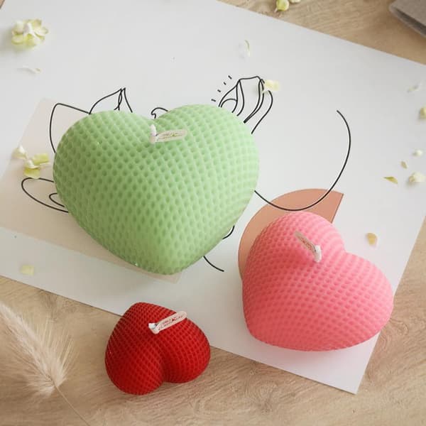 Vævet hjerte silikone lysform DIY gitter hjerte kærlighedsform scene S