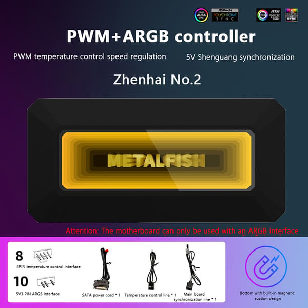 Multifunksjonell ARGB Hub Splitter Med PWM 4Pin white