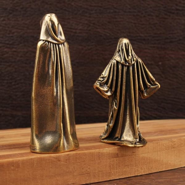 Grim Reaper Lille Statue Messing Ansigtløse Mænd Figurer Retro Hjem A2