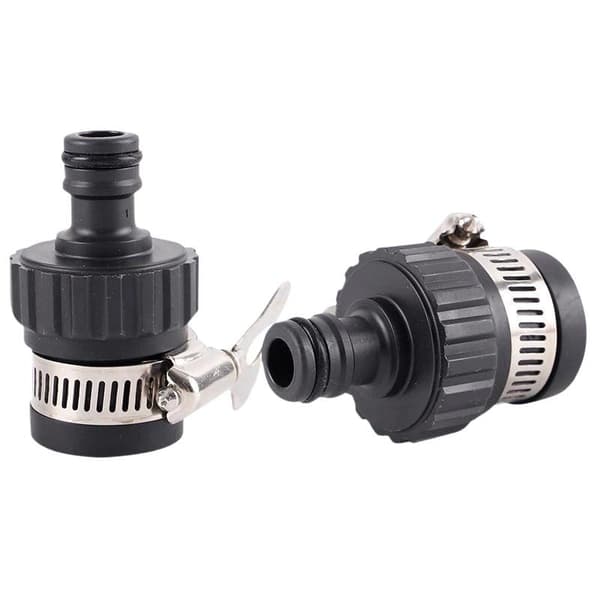 2 stk. holdbar universal vandhaneadapter plasthurtigkobling til slange Black