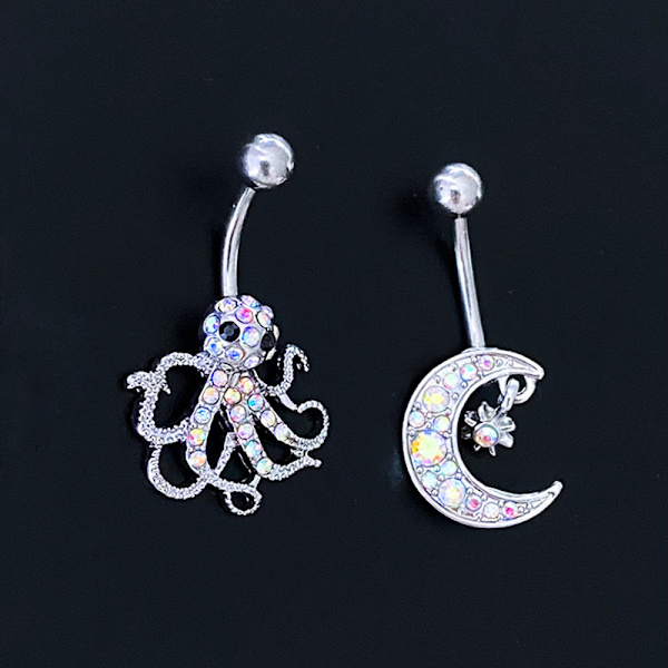 Zircon Starmoon Octopus Belly Navel Piercings Sexy Belly Ring B A2