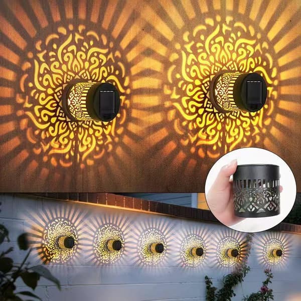 4 stk. dekorativt solcelle-mandala-lys, solcelledrevet udendørs dæk changeable 4pcs