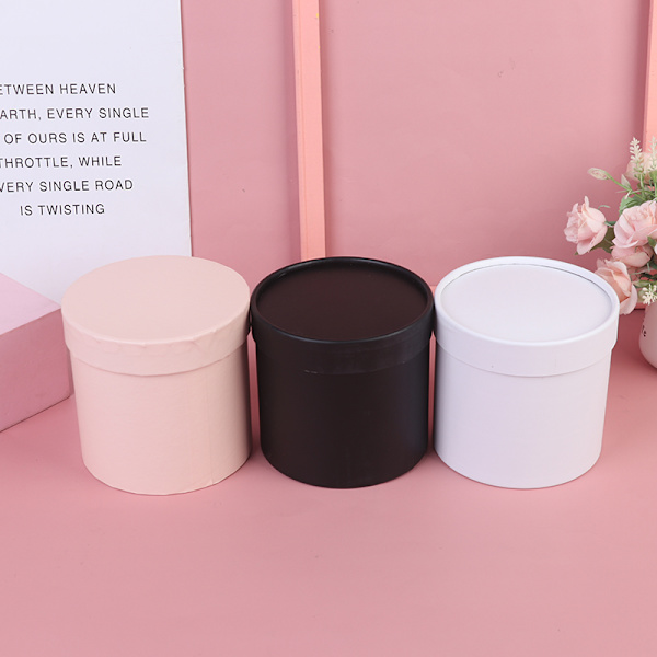 1 kpl Pyöreä Kukkakoripäällinen Paperilaatikko Lahjapakkaukseen White