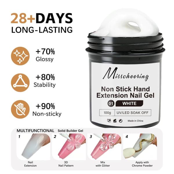 100g Solid Gel Builder For Nails 3D Hard Gel Non-Stick Hand For Clear