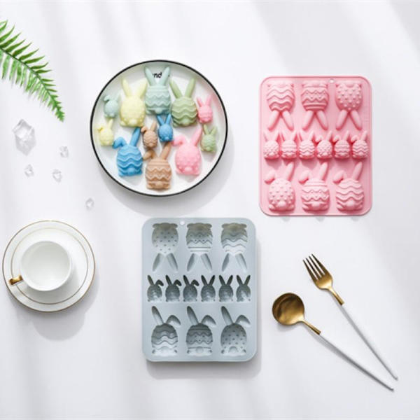 Påskehare eggformet silikonform DIY kakekjeks sjokolade Blue