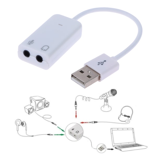 USB 2.0 To Jack Eksternt USB-lydkort 3D o Headset-mikrofon