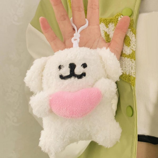 e Love Heart Dog Plysj Doll Nøkkelringer Ring Fluffy Soft Stuffed 1pc