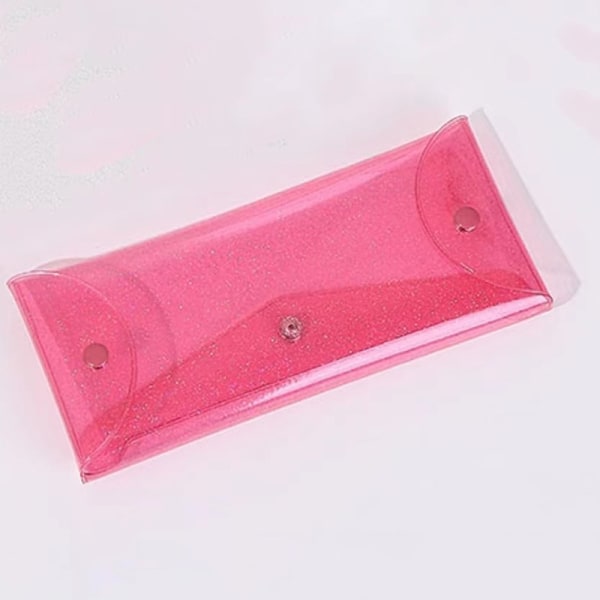 PVC Transparent Pen Bag Makeup Taske Klar Organizer Kosmetisk Taske Rose red