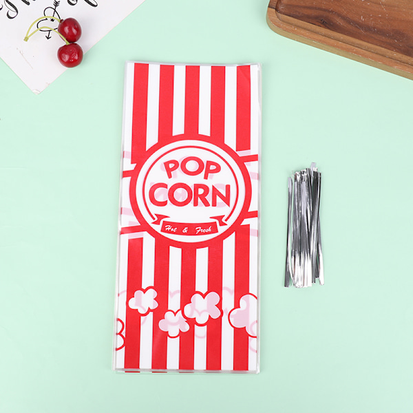 50 st röda vertikala bar popcorn plastpåse nougat kex bröd