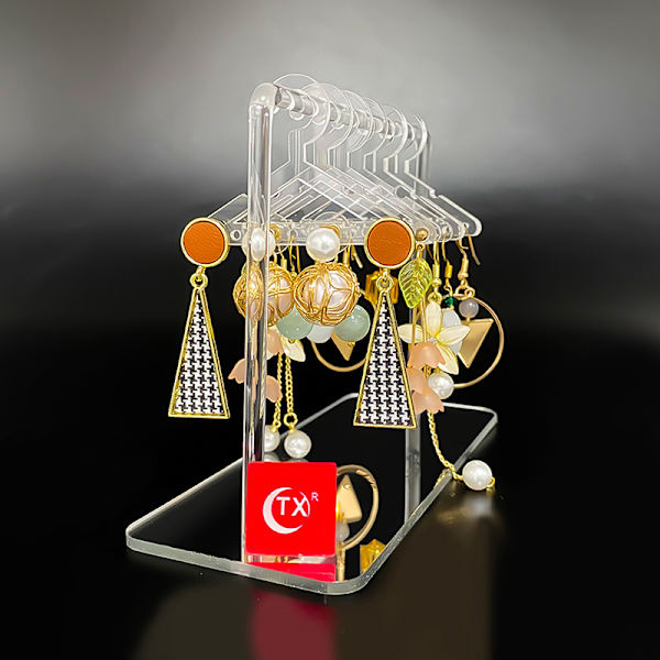 1 sett Øredobber Show Case Akryl Hanger Form Bord Øredobber D Transparent