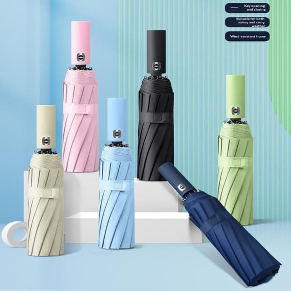 Ensfarget 24-bens stor automatisk paraply UV-beskyttelse sol A3
