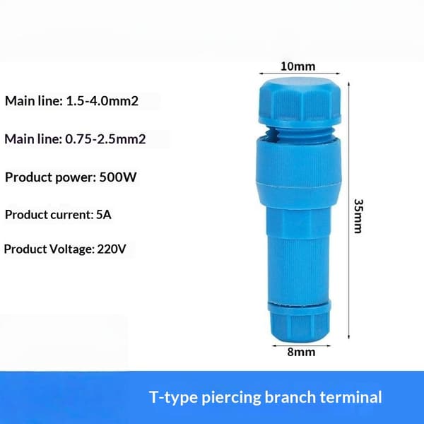 5/10 stk. landskabslyskabelstik T-formet ledningsforbindelse Blue 5pcs