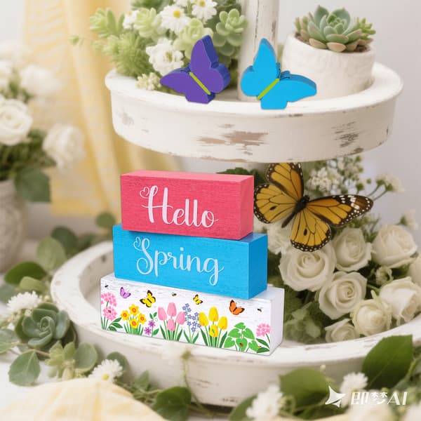 6 stk. Hello Spring Treborddekorasjon Sommerfugl Army green