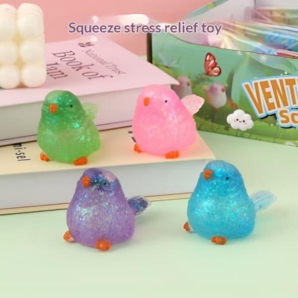 e Glitter Fugl Fidget Legetøj Blødt Perfekt til Børnefest A3