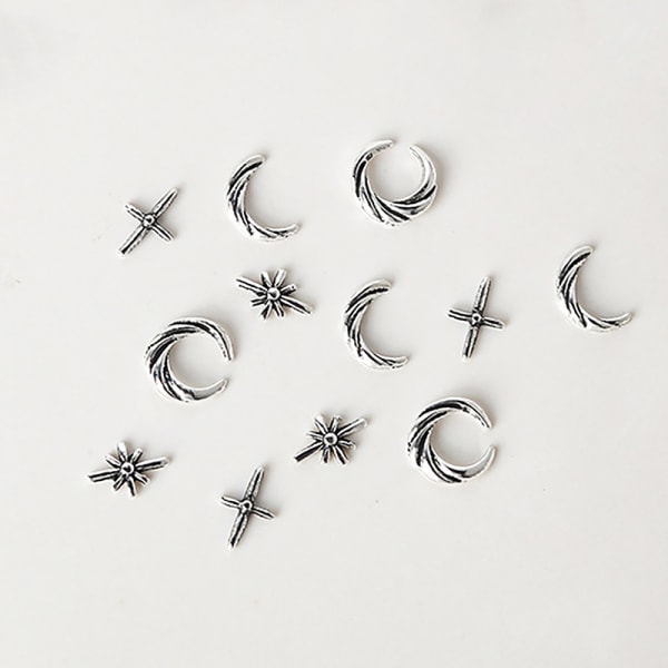 10 stk Star And Crescent Nail Charms For Nail Art 3d Jewelrys Mo 0691
