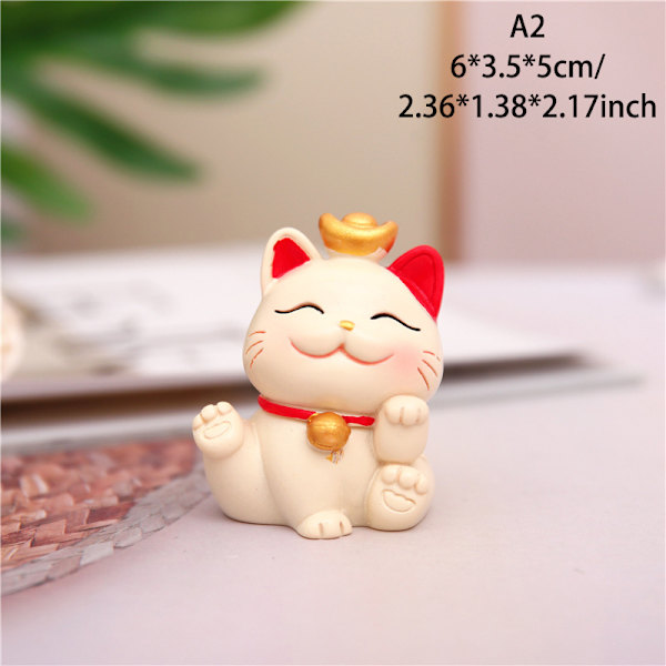 Kawaii Cat Figurine Wealth Fortune Sculpture Gaming Office Tabell A2