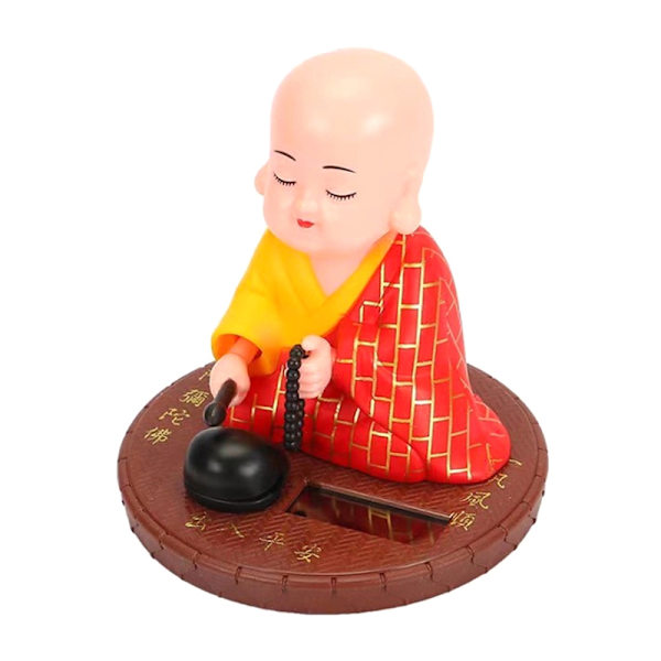 Solar Powered Bobble Rystende Hoved Dansende Legetøj Buddhist Monk Dol red