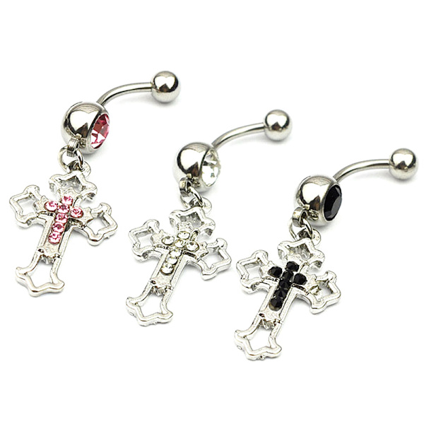 Hollow Cross navle ring kirurgisk stål navle ring Pierci White
