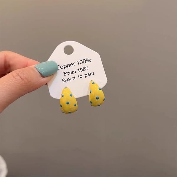 Søt fargerik Polka Dot emalje geometrisk C-formet bøyleørering