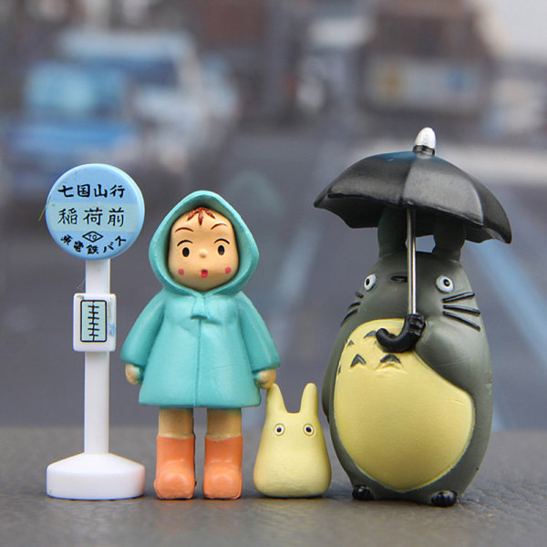4st/lot 3-5cm Anime My Neighbor Totoro Action Figurleksak Black&Blue