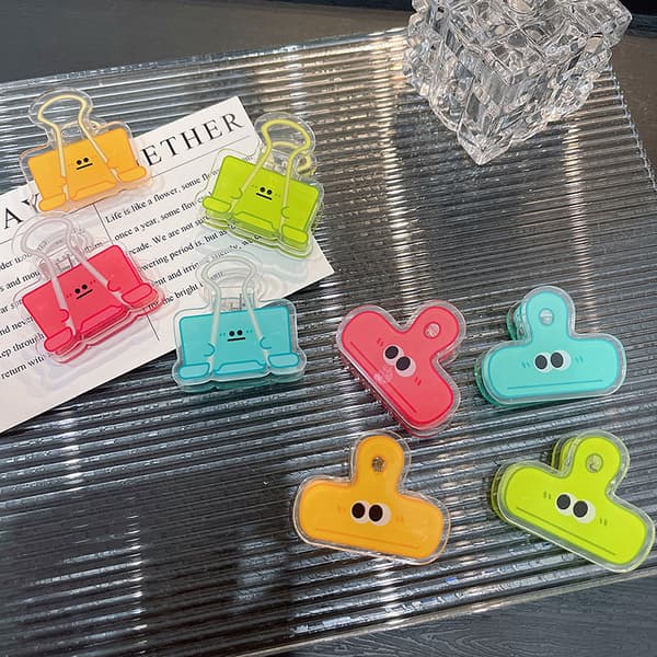 Flerfarget e Face Akryl Binder Clip Planner Clips Papirklemme A1