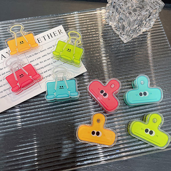 Multicolor e Face Akryl Binder Clip Planner Clips Papir Clamp A1