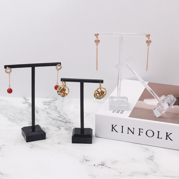 Metal smykker Display Stand Sort Klar Akryl Stud Ørering Ho Clear L