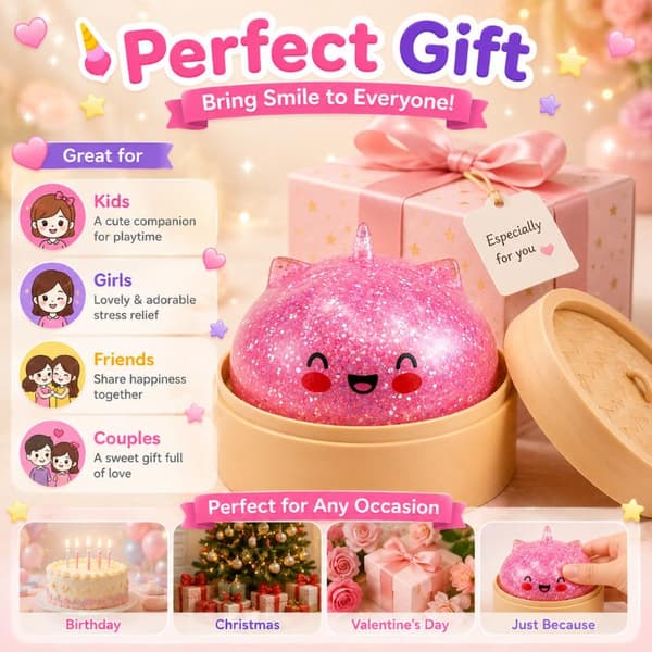 Hitaasti kohoava höyrytetty pulla, kimalteleva lelu, simulaatiolelu Purple
