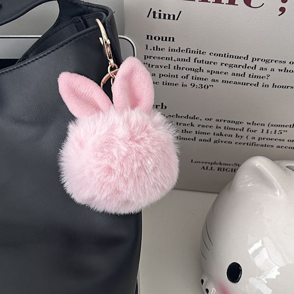 Kawaii Ears Pompom nøkkelring myk fluffy pels Nøkkelringveske P Gray
