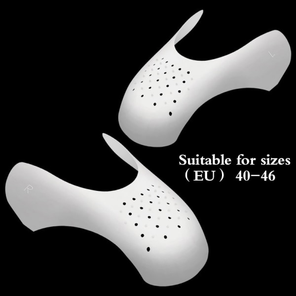 2 kpl New Shoe Care Sneaker Anti Crease Toe Caps Protector Str White L