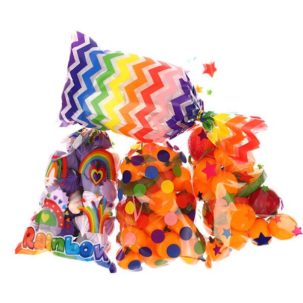 50 stk flad lomme slikkage regnbuestribet brødgavepose B 50pcs