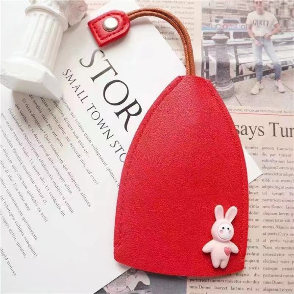 e Creative Pull Out Key Sleeve Cartoon Animal PU Læder Car Ke Red