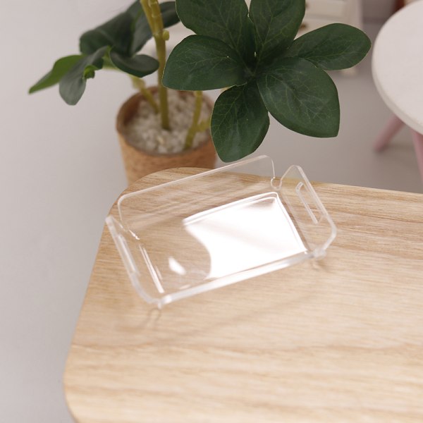 1:12 Dukkehus Miniature Transparent Stripe Bakke Middagstallerken M Transparent tray