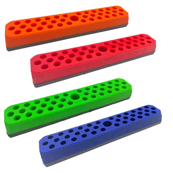 43 hullers magnetisk sekskantet bitholder-organizer til 1/4 tomme bitopbevaring Blue