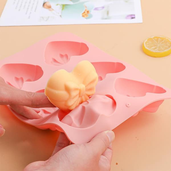Hjerte Sløyfe Form Godteri Kake Sjokoladeform 3D Fondantform Silikon Pink