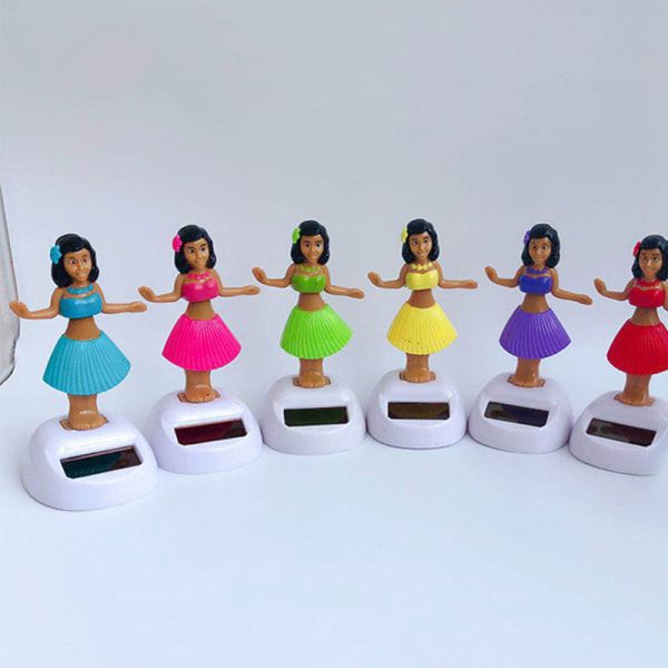 Solar Power Dancing Swinging Girl Legetøj Dashboard Decor Yellow