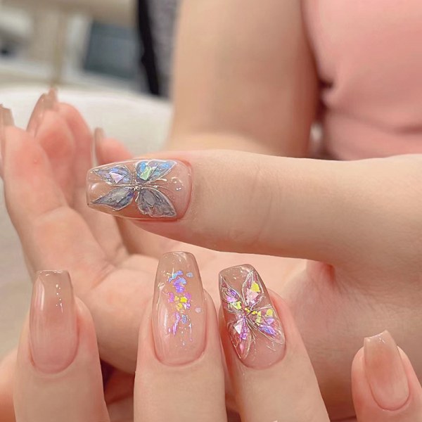 n Shiny Butterfly Nail Art Stickers 3D selvklebende manikyr D