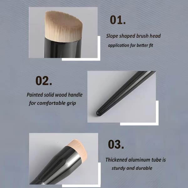 1 stk. flad top foundationbørste, konturvinklet blushbørste, makeup