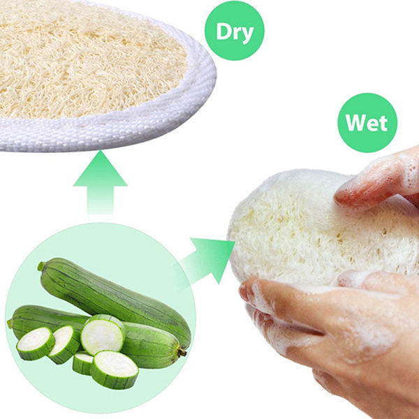 Naturlig Luffa Svamp Eksfolierende Badehandsker Disk Pad Ansigts C Beige