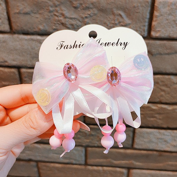 Butterfly Ribbon Hårklämmor för flickor No Harm Baby Diamond Hair Pink