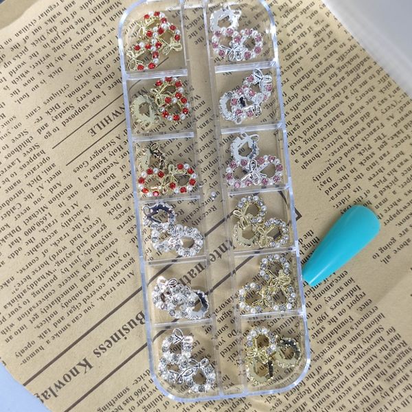 5 st 3D Rhinestone Crystal Nagelkonst Garland Pärla Hängande Charms A1