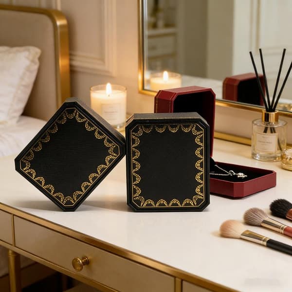 Halsband Display Box Sammet Foder Elegant Hänge Förvaringsfodral C Red