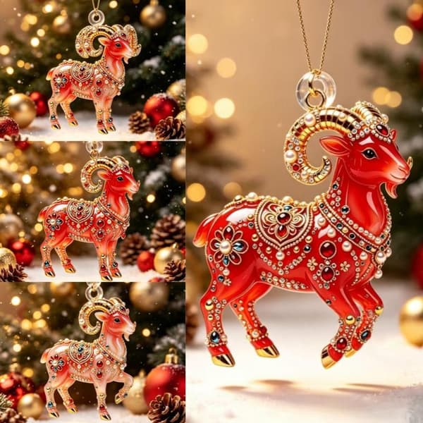 Akryl Zodiac Get Hängande Prydnad Lyckosam Röd Guld Design A2