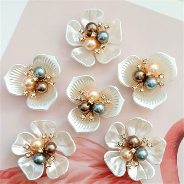 2 STK Blomsterperle Rhinestone Knapper Håndverk Klær Legering Metall A3