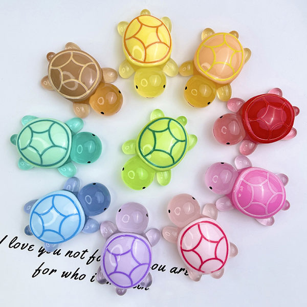 4 størrelser Mini Luminous Turtle Hjemmedekor Landskap Harpiks Håndverk A1