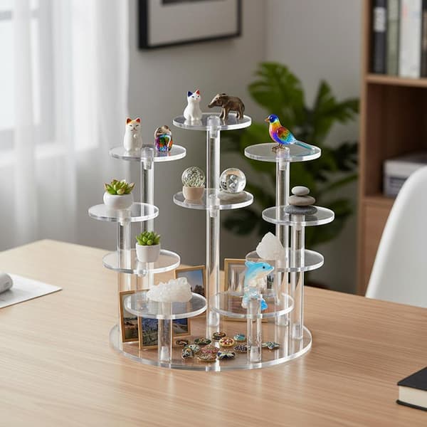 6/8/10-delt rund basedisplaystativ Transparent 8 bases