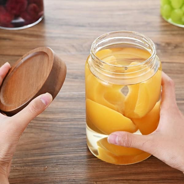 Kaffebönor Förseglad Tank Transparent Glasbehållare Med Trä A3