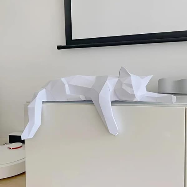 Sort Hvid Kattefigur - Geometrisk Moderne Rumindretningsfigur S White