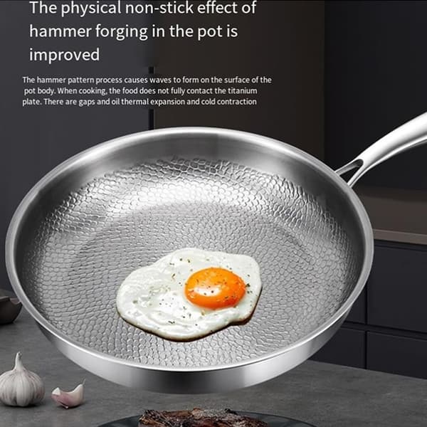Titanium Hammered Pan Pro med lokk Titanium-panner for matlaging Du